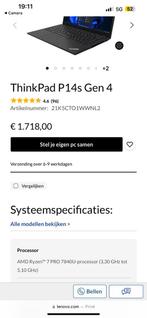 ThinkPad Ryzen Pro 7, 16 GB, 256 GB of meer, Ophalen of Verzenden, 14 inch