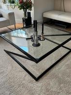 Set van 3 zwarte salontafels met glas. Ook apart te koop!, Huis en Inrichting, Nieuw, Metaal, Overige vormen, Minder dan 50 cm
