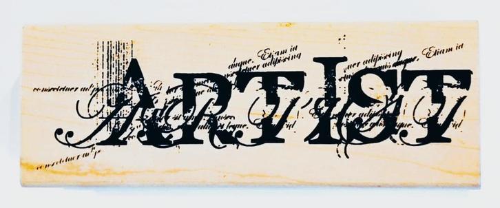 Collector's Item houten stempel Artist Script van Tim Holtz, Hobby en Vrije tijd, Stempelen, Zo goed als nieuw, Houten stempel