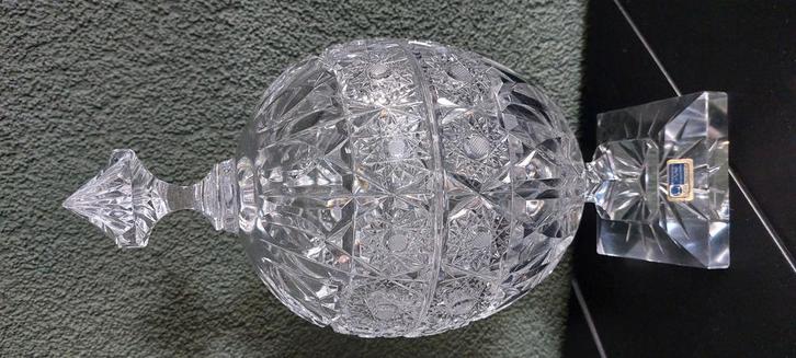 Grote Kristallen Bonbonnière op voet, Antiek en Kunst, Antiek | Glas en Kristal, Ophalen of Verzenden