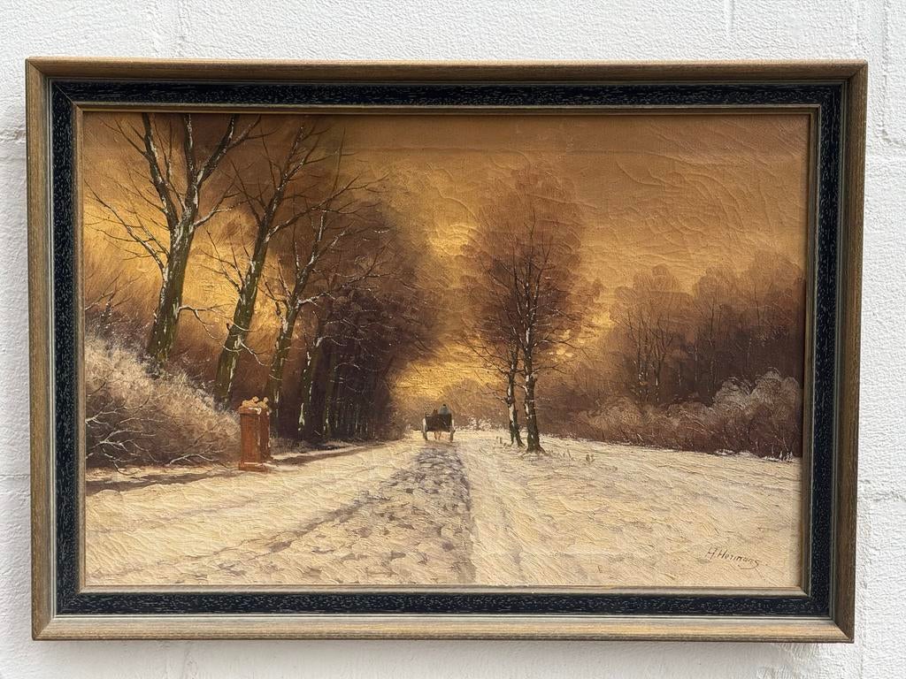 Winterlandschap van H. Hermans, Antiek en Kunst, Ophalen of Verzenden