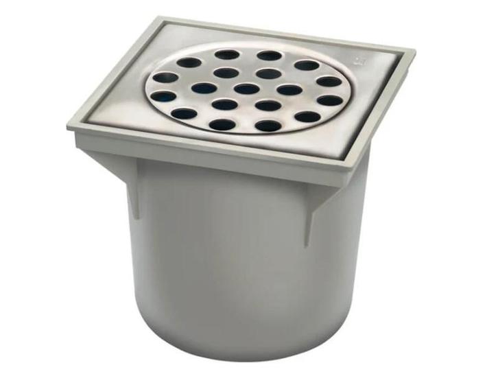 Emmerput vloerput afvoerput met rvs rooster onderaansluiting, Doe-het-zelf en Verbouw, Buizen en Afvoer, Afvoer, Rvs, Minder dan 2 meter