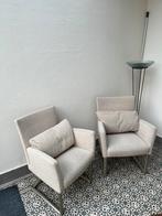 2 crème kleurige bouclé stoelen, Ophalen, Gebruikt, 75 tot 100 cm, Stof