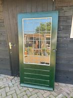 Houten deur met glas-in-lood raam (182x91), Doe-het-zelf en Verbouw, Deuren en Horren, 80 tot 100 cm, Minder dan 200 cm, Gebruikt