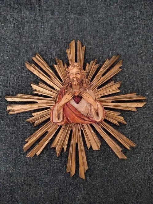 Antieke Pontamini wandhanger heilig hart van Jezus Italy, Verzamelen, Religie, Zo goed als nieuw, Christendom | Katholiek, Beeld(je)