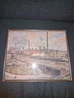 Oude Aquarel: Industrieel Landschap, Ophalen of Verzenden