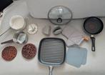 Keukengerei pannen grillpan koekenpan steelpan kookpan pan, Huis en Inrichting, Ophalen of Verzenden, Zo goed als nieuw, Rvs, Pannenset