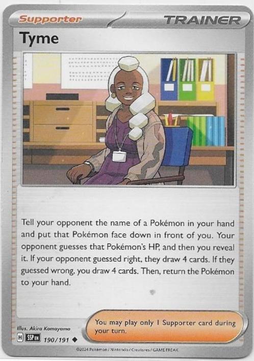 Surging Sparks,  Tyme [uncommon] 190/191, Hobby en Vrije tijd, Verzamelkaartspellen | Pokémon, Nieuw, Losse kaart, Verzenden