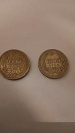 2x 1000 lira Turkije, 1993, Postzegels en Munten, Ophalen of Verzenden, Overige landen