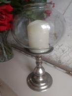 kandelaar met glazen bol, Ophalen, Gebruikt, Metaal, Kandelaar