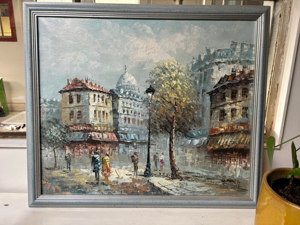 Caroline Burnett schilderij Parijs Montmartre vintage, Ophalen of Verzenden