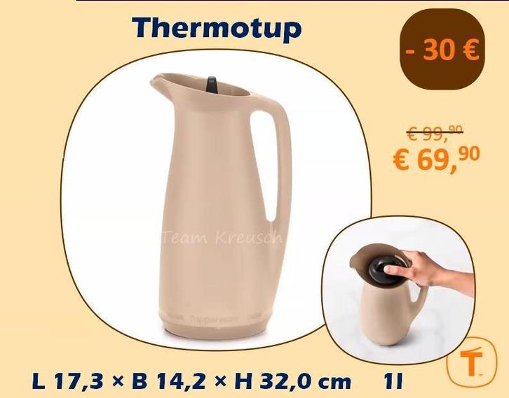TUPPERWARE Thermos Kan 1 liter Cappucino, Huis en Inrichting, Keuken | Tupperware, Nieuw, Overige typen, Ophalen of Verzenden