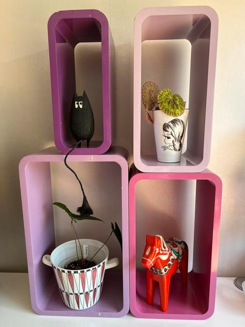 4-Delig Vintage POP ART Bijzettafel~Wand Opbergsysteem Pink, Antiek en Kunst, Kunst | Designobjecten, Ophalen of Verzenden