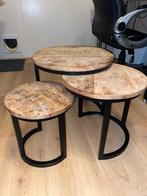 Salontafels industrieel hout, Huis en Inrichting, Tafels | Salontafels, Ophalen, Minder dan 50 cm, Rond, Minder dan 50 cm