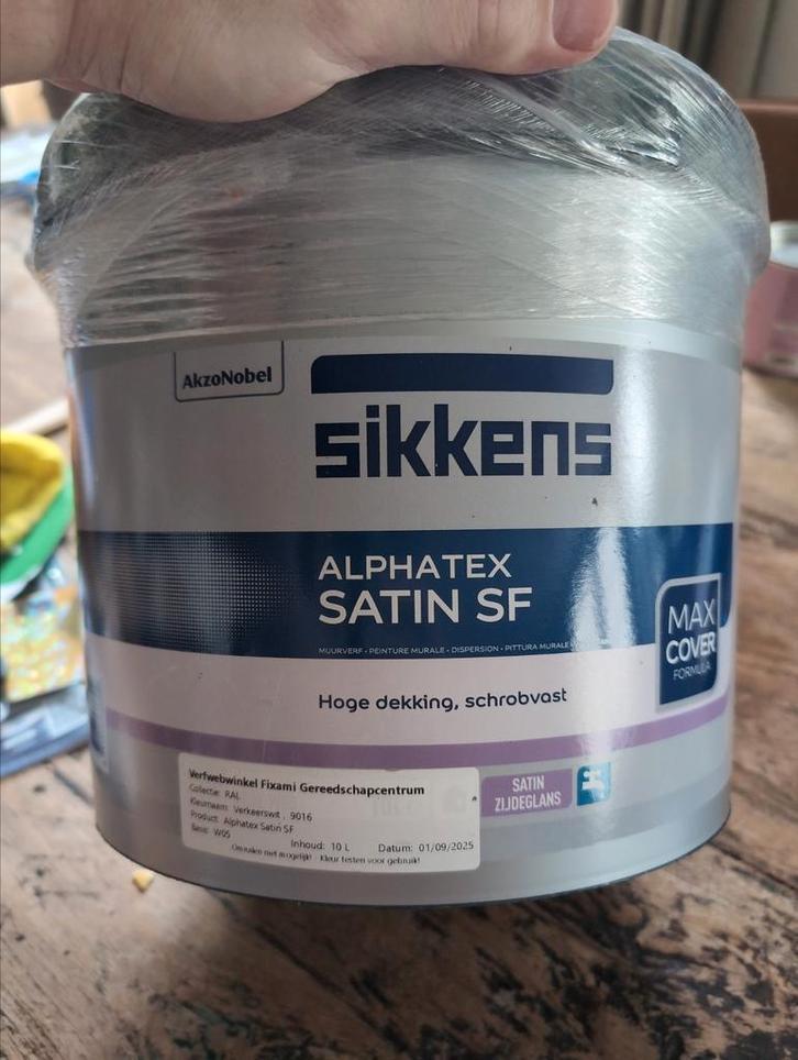 Sikkens latex alphatex wit ral 9016 nieuw 10l, Doe-het-zelf en Verbouw, Verf, Beits en Lak, Nieuw, Verf, 20 liter of meer, Wit