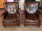 Set vintage schapenleren fauteuils., Huis en Inrichting, Fauteuils, Ophalen, ., ., 50 tot 75 cm