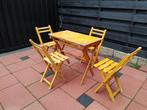 Franse bistro set hout vintage Paris, Tuin en Terras, Ophalen, Gebruikt, Hout, 4 zitplaatsen