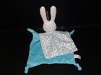 DIFRAX KONIJN KNUFFELDOEKJE ZEEMACHTIG VELOURS BLAUW MET WIT, Verzenden, Zo goed als nieuw, Konijn