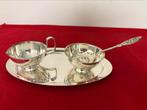verzilverde GERO set melkkan, suikerpot en onderzetter., Antiek en Kunst, Ophalen, Zilver