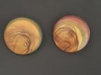 Twee handgemaakte houten broches van olijfhout Jeruzalem, Overige materialen, 4 tot 7 cm, Bruin, Ophalen of Verzenden