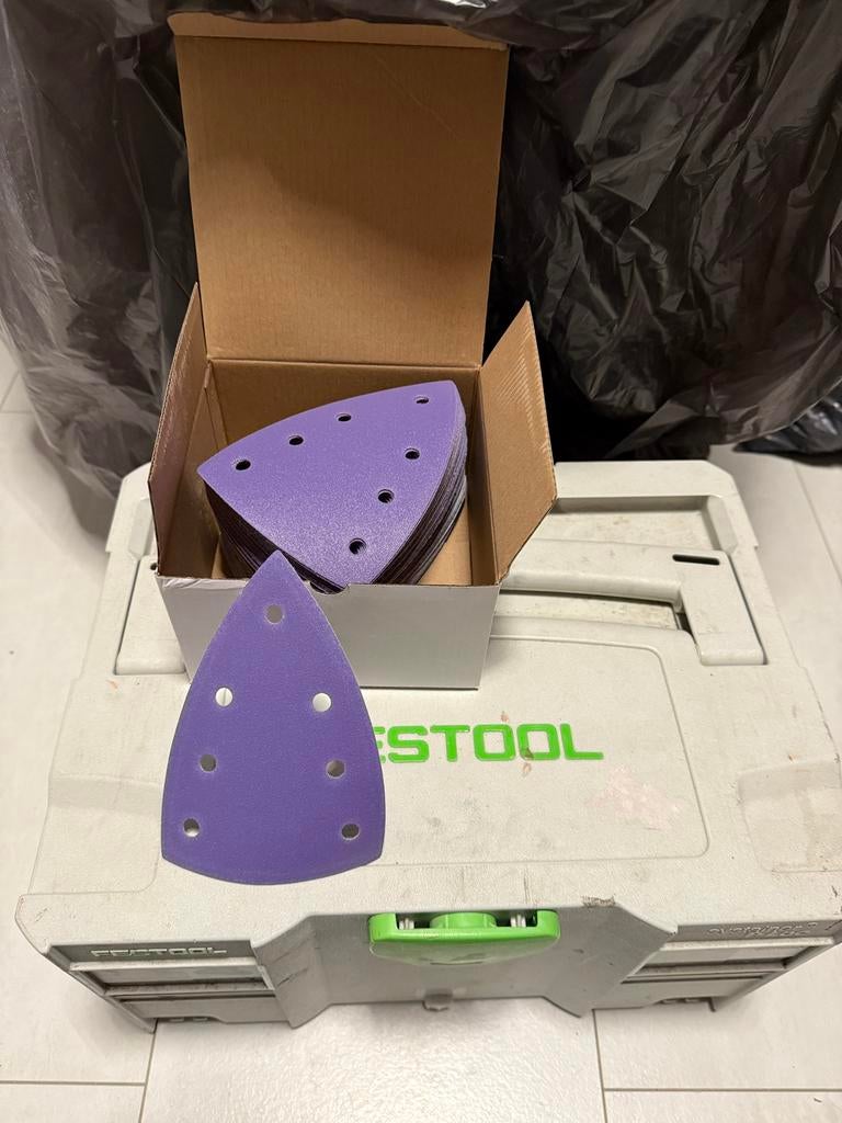 Schuurpapier klittenband 100 x 150 mm, 7 stofgaten 50 stuks, Ophalen of Verzenden, Zo goed als nieuw, Minder dan 600 watt, Excentrische schuurmachine