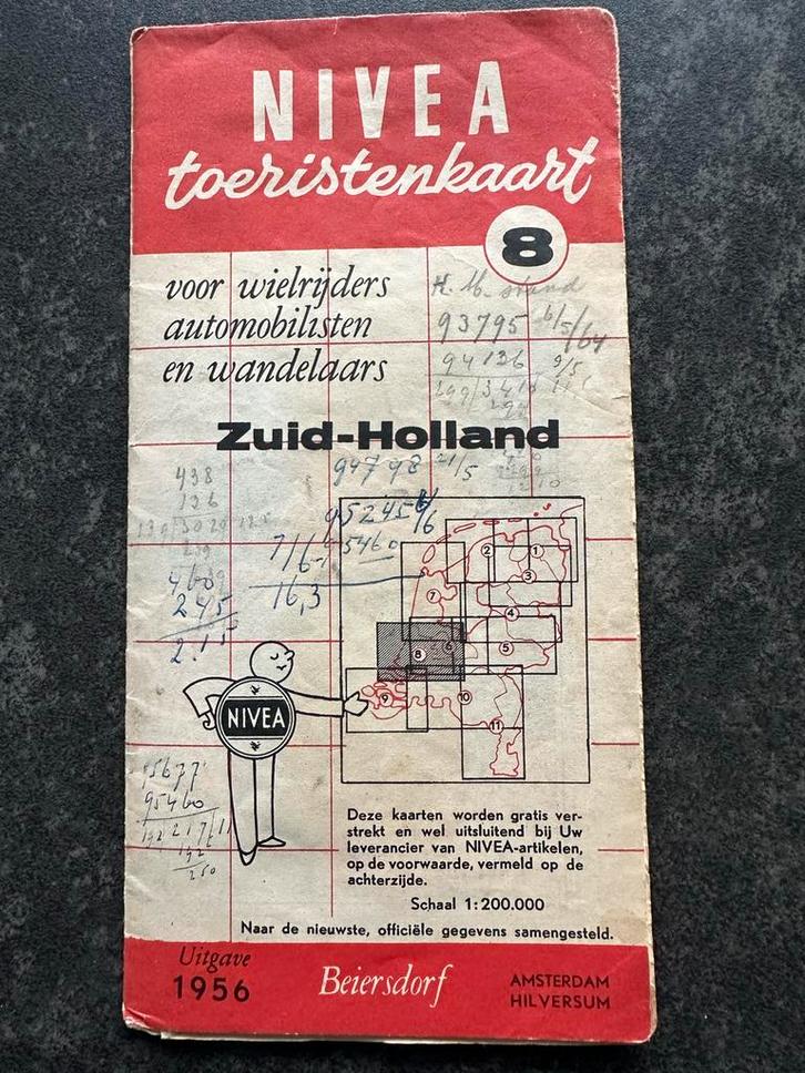 Nivea Toeristenkaart Zuid-Holland 1956 (beschreven), Boeken, Atlassen en Landkaarten, Gelezen, Landkaart, 1800 tot 2000, Ophalen of Verzenden