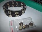 Armband Zwart Leer met Zakje Buttons drukker sluiting, Verzenden, Zwart, Nieuw, Leer