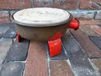 Antiek rood emaille warmhoudplaat op 3 pootjes €12, Antiek en Kunst, Ophalen of Verzenden