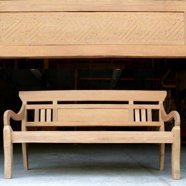 Unieke antieke stationsbank teak hout RB12 tuin bank bali, Antiek en Kunst, Antiek | Meubels | Stoelen en Banken, Ophalen of Verzenden