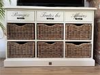 Dressoir Riviera Maison wit riet, Ophalen, 100 tot 150 cm, 25 tot 50 cm, Landelijk