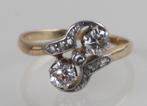 Antieke Art Deco gouden ring met oudslijpsel diamanten, Sieraden, Tassen en Uiterlijk, Antieke sieraden, Ophalen of Verzenden