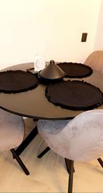 Eettafel + 3 stoelen, Huis en Inrichting, Tafels | Salontafels, Rond, Zo goed als nieuw, Metaal, Minder dan 50 cm