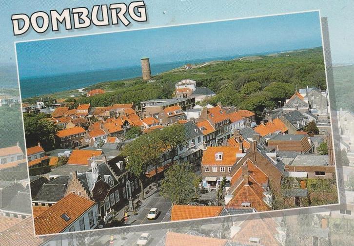 DOMBURG Panorama Luchtfoto, Verzamelen, Ansichtkaarten | Nederland, Gelopen, Zeeland, 1980 tot heden, Verzenden