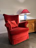 Fraaie vintage velours rode stoel, Huis en Inrichting, Fauteuils, Ophalen, Gebruikt, 75 tot 100 cm, 75 tot 100 cm