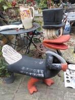 Decoratieve houten eend met hoge hoed, Antiek en Kunst, Ophalen