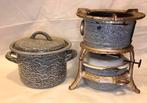 Antieke emaille pot met bijpassend rechaud/warmhouder., Ophalen