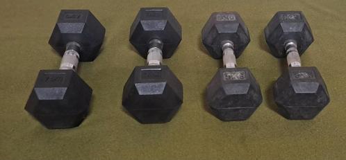 4 dumbells ( 2 x 7,5 + 2 x 5 kg), Sport en Fitness, Fitnessmaterialen, Gebruikt, Dumbbell, Armen, Benen, Borst, Buik, Rug, Ophalen