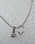Zilveren (925) SLANGENKETTING / ketting + 2 zilveren hangers, Ophalen, Met edelsteen, Zo goed als nieuw, Zilver