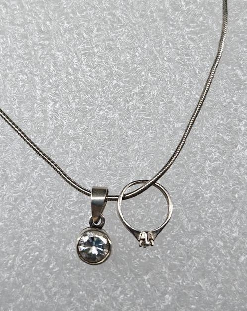 Zilveren (925) SLANGENKETTING / ketting + 2 zilveren hangers, Sieraden, Tassen en Uiterlijk, Kettingen, Zo goed als nieuw, Zilver