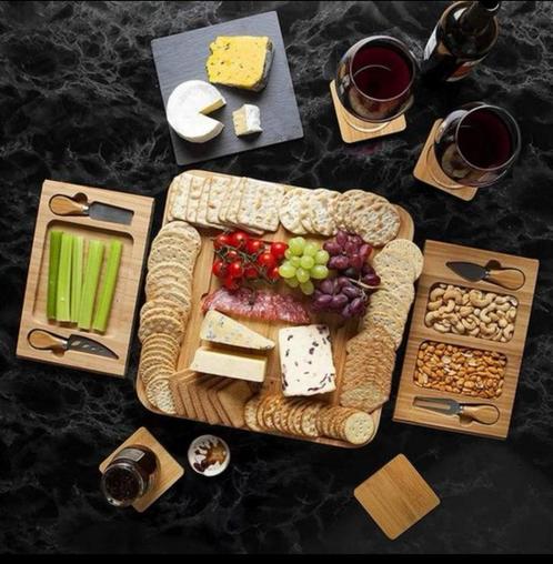 Borrelplank - tapas plateau - kaasplank - bamboe leisteen, Huis en Inrichting, Woonaccessoires | Dienbladen, Nieuw, Hout, Vierkant