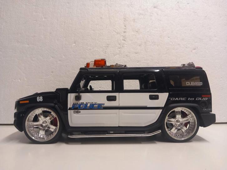 HUMMER H2 Police car DUB CITY big wheels Jada metal 1:18 KRD, Hobby en Vrije tijd, Modelauto's | 1:18, Zo goed als nieuw, Auto