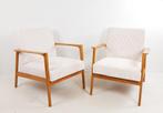 Vintage fauteuil 2 stuks crème Japandi stijl ribstof nieuw, Huis en Inrichting, Fauteuils, ., Minder dan 75 cm, Ophalen of Verzenden