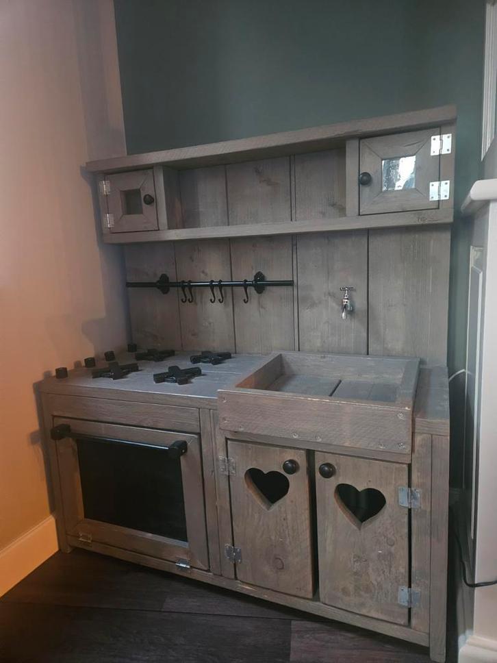 Steigerhouten Speelkeuken met Accessoires, Kinderen en Baby's, Speelgoed | Speelkeukens, Gebruikt, Speelkeuken, Hout, Ophalen