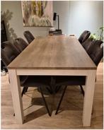 Landelijke eettafel, 90x180, houtlook blad, Leen Bakker, Huis en Inrichting, Tafels | Eettafels, Ophalen, 50 tot 100 cm, Vijf personen of meer