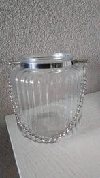 glazen bol vormige vaas met glimmende ketting geribbeld glas, Overige kleuren, Nieuw, Ophalen of Verzenden, Glas