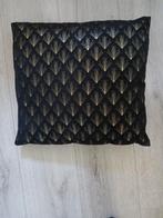 Zwart Kussen met Gouden Art Deco Design, Ophalen of Verzenden, Gebruikt, Zwart, Rechthoekig