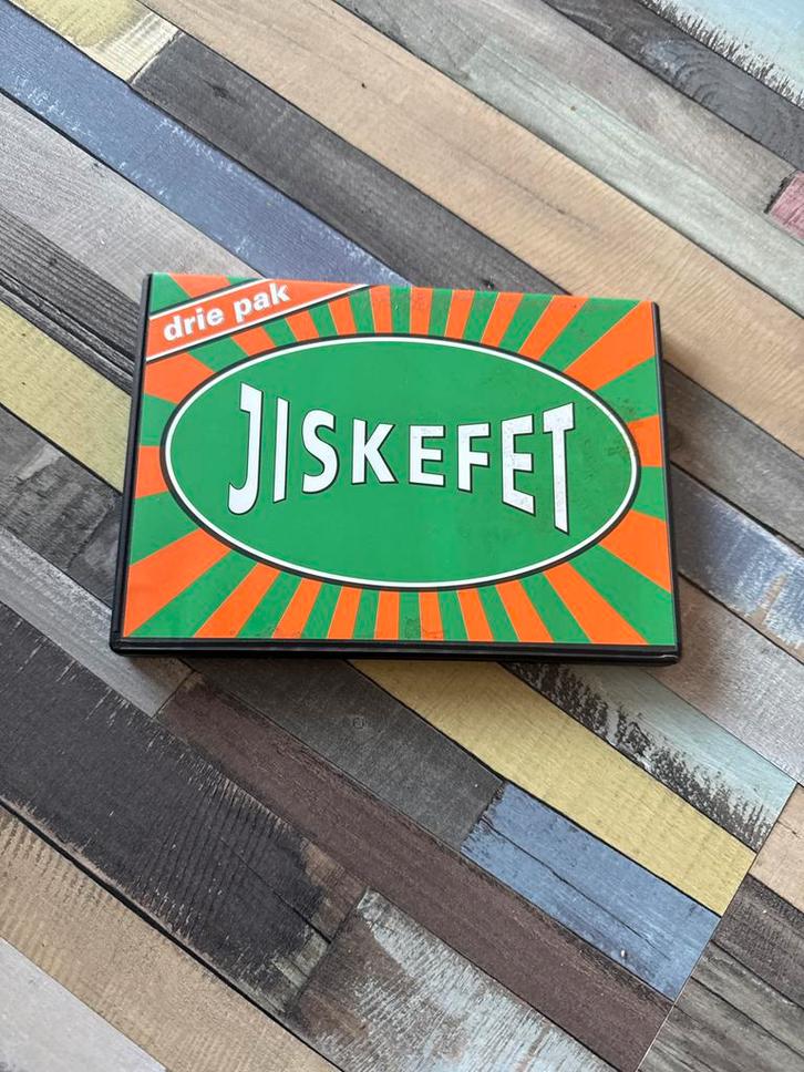 Vintage Jiskefet 'drie pak' dvd, Verzamelen, Merken en Reclamevoorwerpen, Gebruikt, Reclamebord, Ophalen of Verzenden