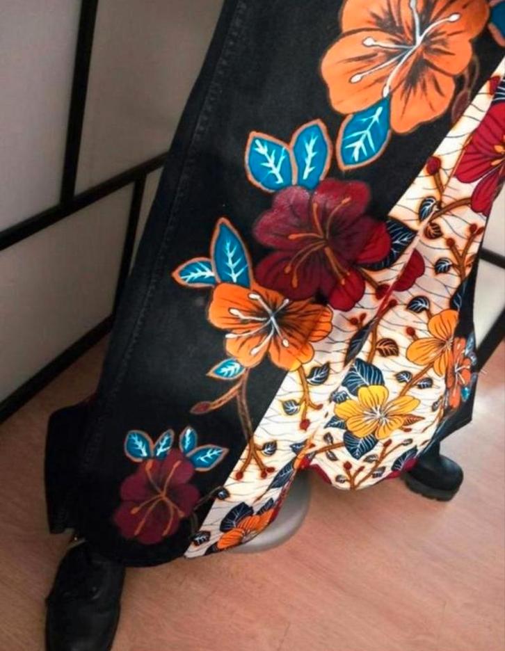 Unieke zwarte spijkerrok, handmade en handpainted, Kleding | Dames, Rokken, Nieuw, Blauw, Boven de knie, Verzenden