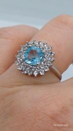 Zilveren ring 925 met aquamarijn, Sieraden, Tassen en Uiterlijk, Ringen, Blauw, Nieuw, Ophalen of Verzenden, 17 tot 18