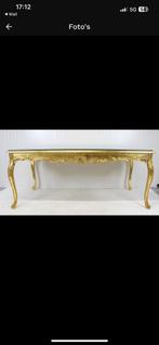 Blad gouden Lodewijk XVI stijl presentatie tafel., Glas, 200 cm of meer, Vijf personen of meer, Rechthoekig